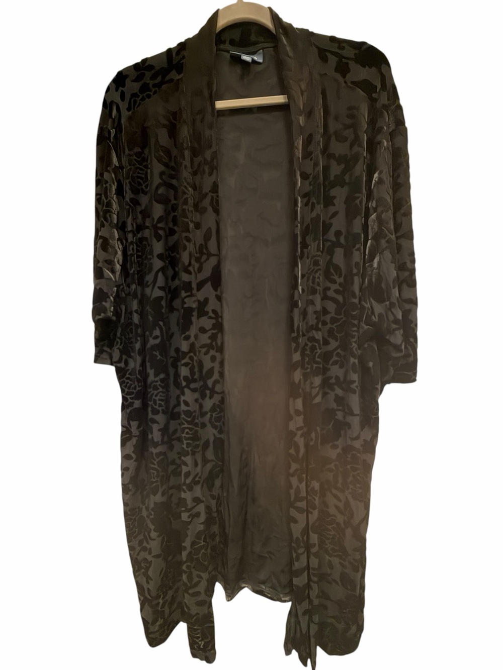 ModCloth Black Burnout Velvet Floral Kimono Duster Goth Whimsigoth Luxe 1X/2X - Picture 3 of 10
